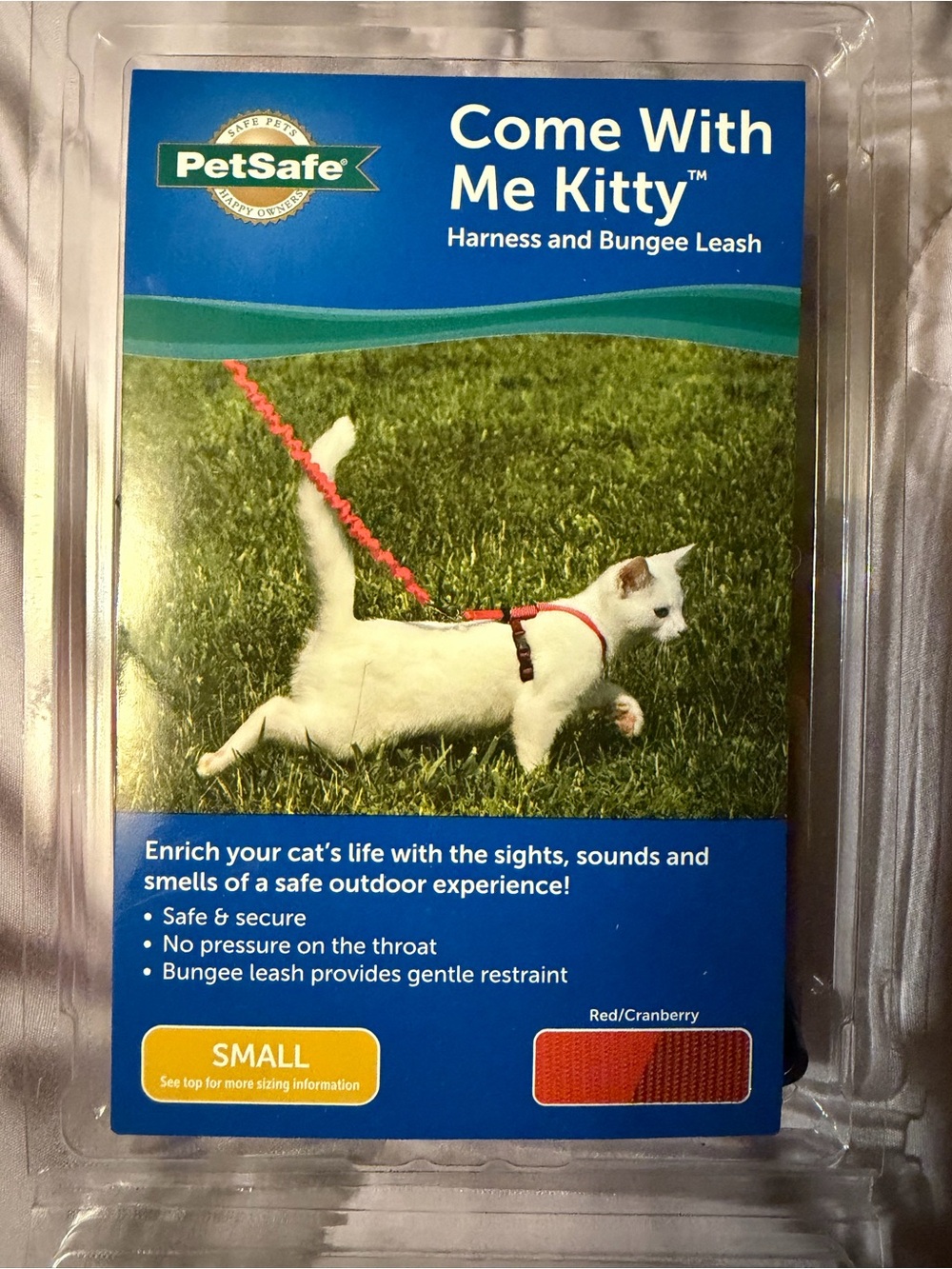 PetSafe Come With Me Kitty Harness and Bungee Leash in Red/Cranberry